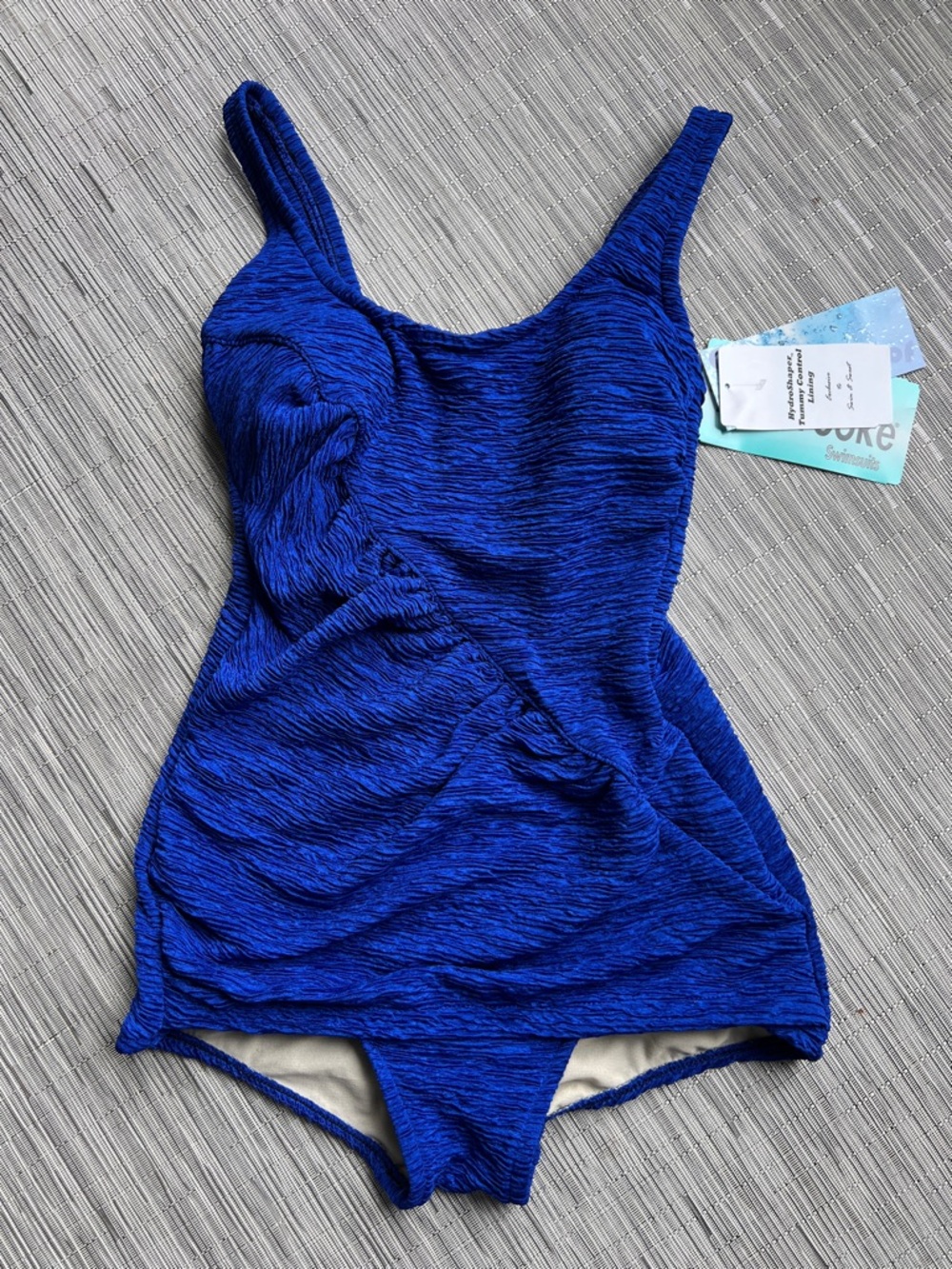 Royal Blue Textured Tummy Control Soft Cup One-Piece Swimsuit
